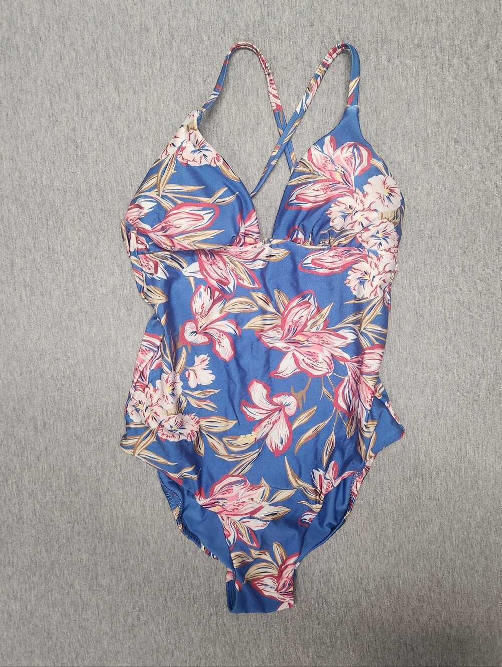 Shade & Shore High Shine Plunge Floral One‑Piece Swimsuit – Multicolor XS